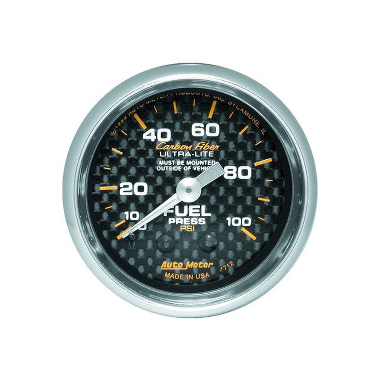 Autometer Carbon Fiber 2-1/16in Fuel Pressure Gauge 0-100PSI Mechanical AU4712