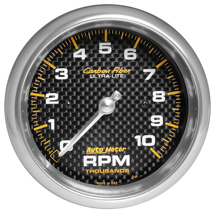 Autometer Carbon Fiber 3-3/8in Tachometer 10000rpm AU4798