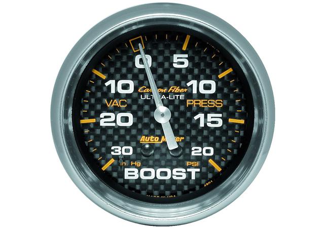 Autometer Carbon Fiber 2-5/8in Boost Vacuum Gauge 30in/Hg 30PSI Mechanical AU4801