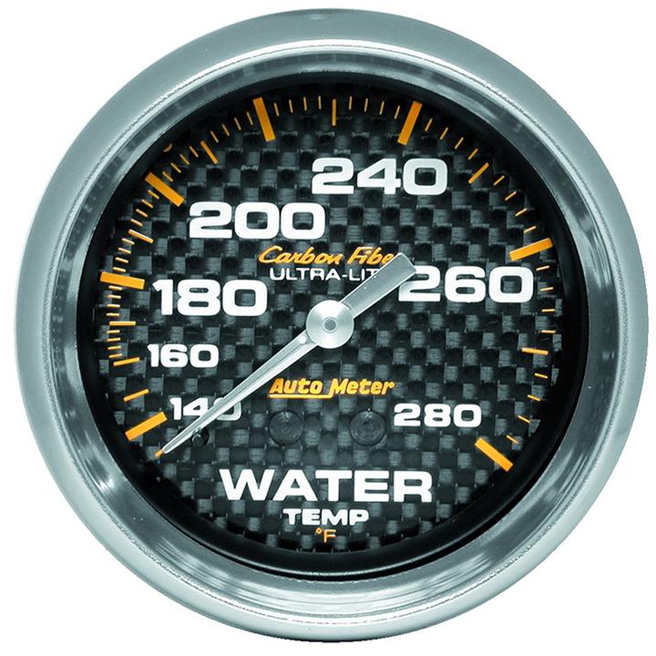 Autometer Carbon Fiber 2-5/8in Water Temp Gauge 140-280F Mechanical AU4831