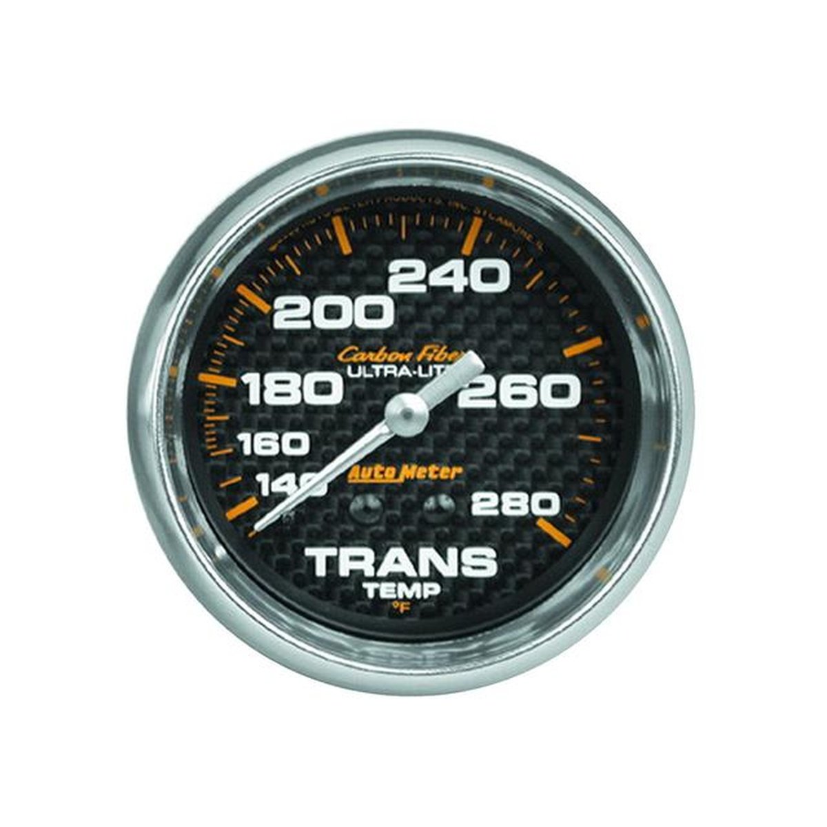 Autometer Carbon Fiber 2-5/8in Trans Temp Gauge 140-280F Mechanical AU4851