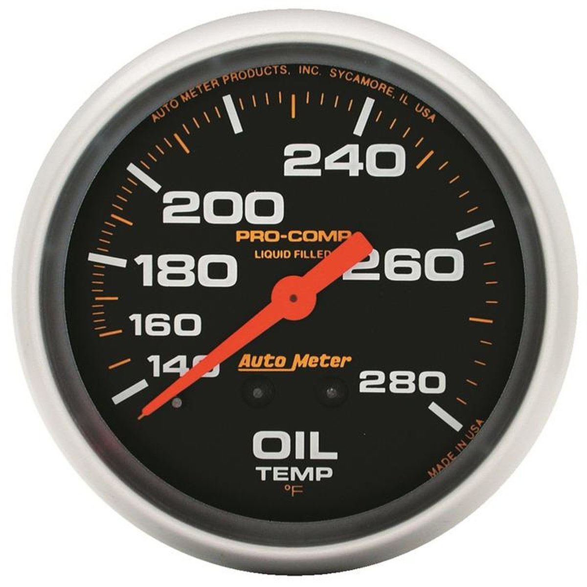Autometer Pro-Comp 2-5/8in Oil Temp Gauge 140-280F Liquid Filled Mechanical AU5441
