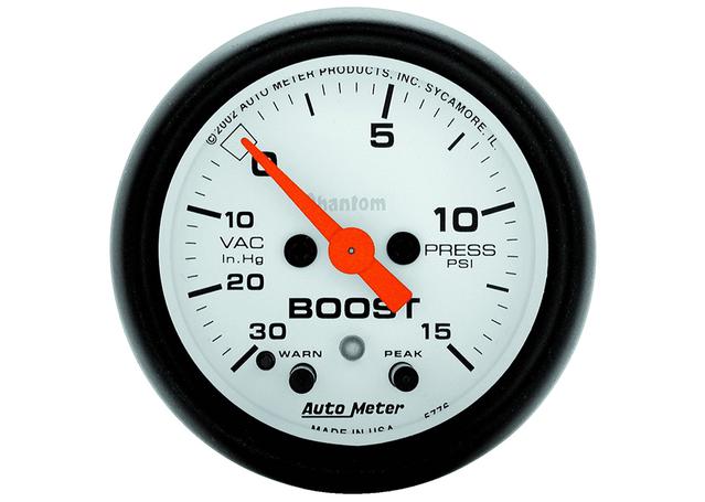 Autometer Phantom 2-1/16in Boost Vacuum Gauge 30in/Hg 15PSI Full Sweep Electric AU5776