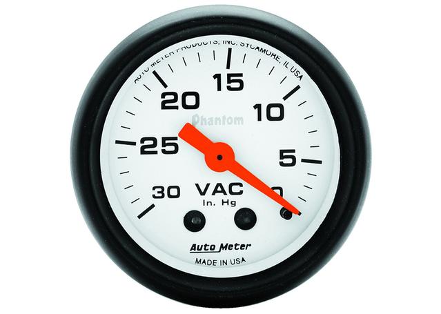 Autometer Phantom 2-1/16in Vacuum Gauge 0-30in/Hg Mechanical AU5784