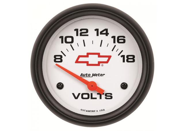Autometer GM White Bowtie 2-5/8in Voltmeter Gauge 8-18 Volts AU5891-00406