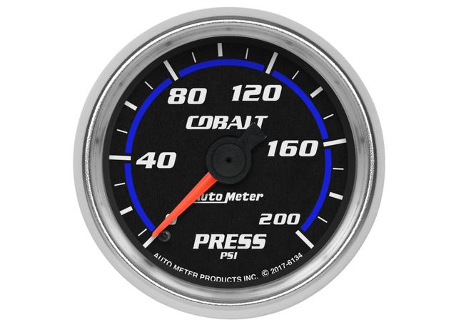Autometer Cobalt 2-1/16in Pressure Gauge 200 PSI Mechanical AU6134