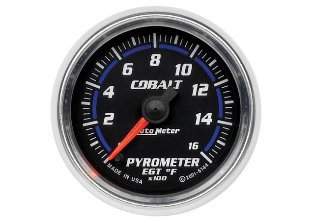Autometer Cobalt 2-1/16in Pyrometer Gauge 0-1600F Full Sweep Electric AU6144