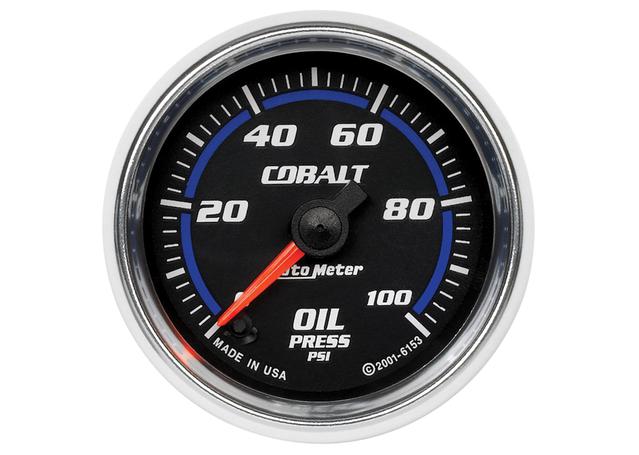 Autometer Cobalt 2-1/16in Oil Pressure Gauge 0-100 PSI Full Sweep Electric AU6153