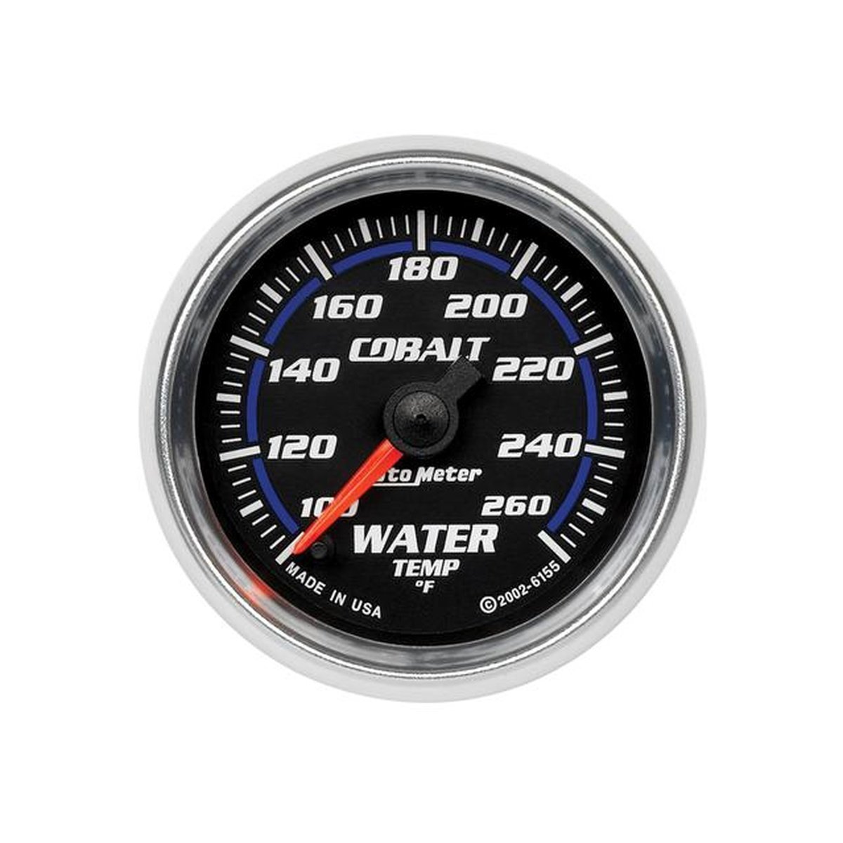 Autometer Cobalt 2-1/16in Water Temp Gauge 100-260F Full Sweep Electric AU6155
