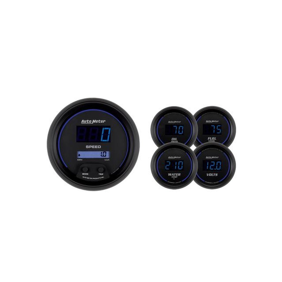 Autometer Cobalt Digital 2-1/16in 5 Piece Gauge Kit 3-3/8in Speedo AU6900