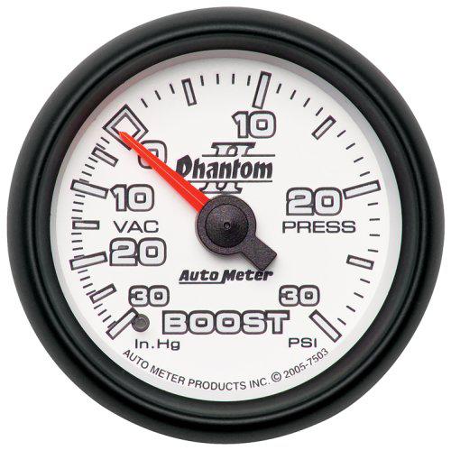 Autometer Phantom II 2-1/16in Boost Vacuum Gauge 30in/Hg 30PSI Mechanical AU7503