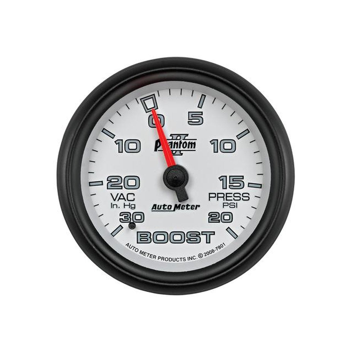 Autometer Phantom II 2-5/8in Boost Vacuum Gauge 30in/Hg 20PSI Mechanical AU7801