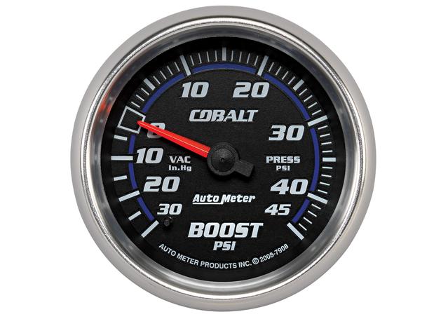 Autometer Cobalt 2-5/8in Boost/Vacuum Gauge 30in/Hg 20PSI Mechanical AU7908