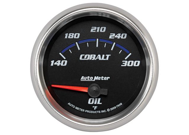 Autometer Cobalt 2-5/8in Oil Temp Gauge 140-300F Short Sweep Electric AU7948