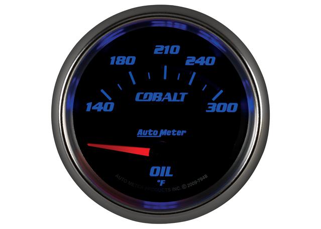 Autometer Cobalt 2-5/8in Oil Temp Gauge 140-300F Short Sweep Electric AU7948