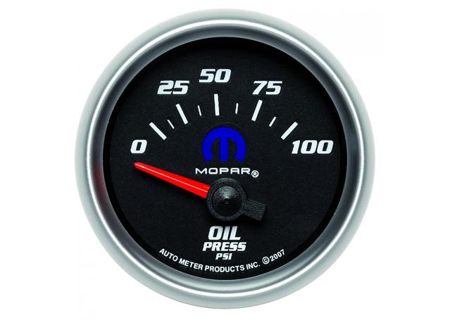 Autometer Mopar Black 2-1/16in Oil Pressure Gauge 0-100PSI Short Sweep Electric AU880015