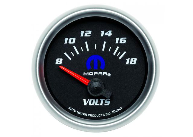 Autometer Mopar Black 2-1/16in Voltmeter Gauge 8-18 Volts AU880021