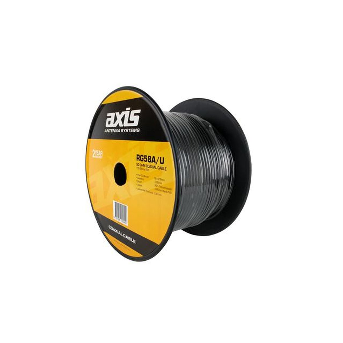 Axis Coaxial Cable 50 Ohm RG58 Low Loss Black Shielded 100m RG58AU
