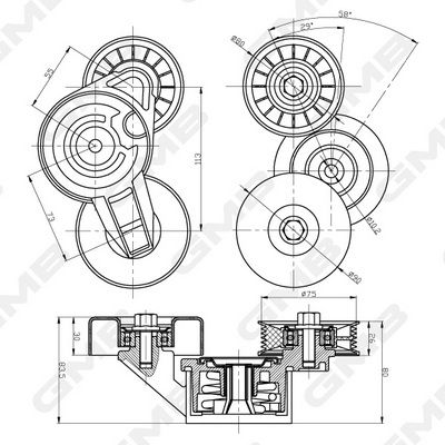 GMB Belt Tensioner V-Ribbed Belt GAT30120