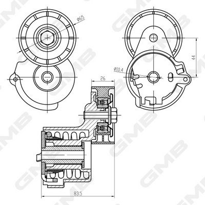 GMB Belt Tensioner V-Ribbed Belt GAT21670