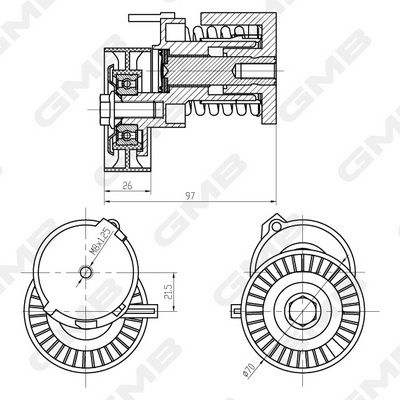 GMB Belt Tensioner V-Ribbed Belt GAT21190