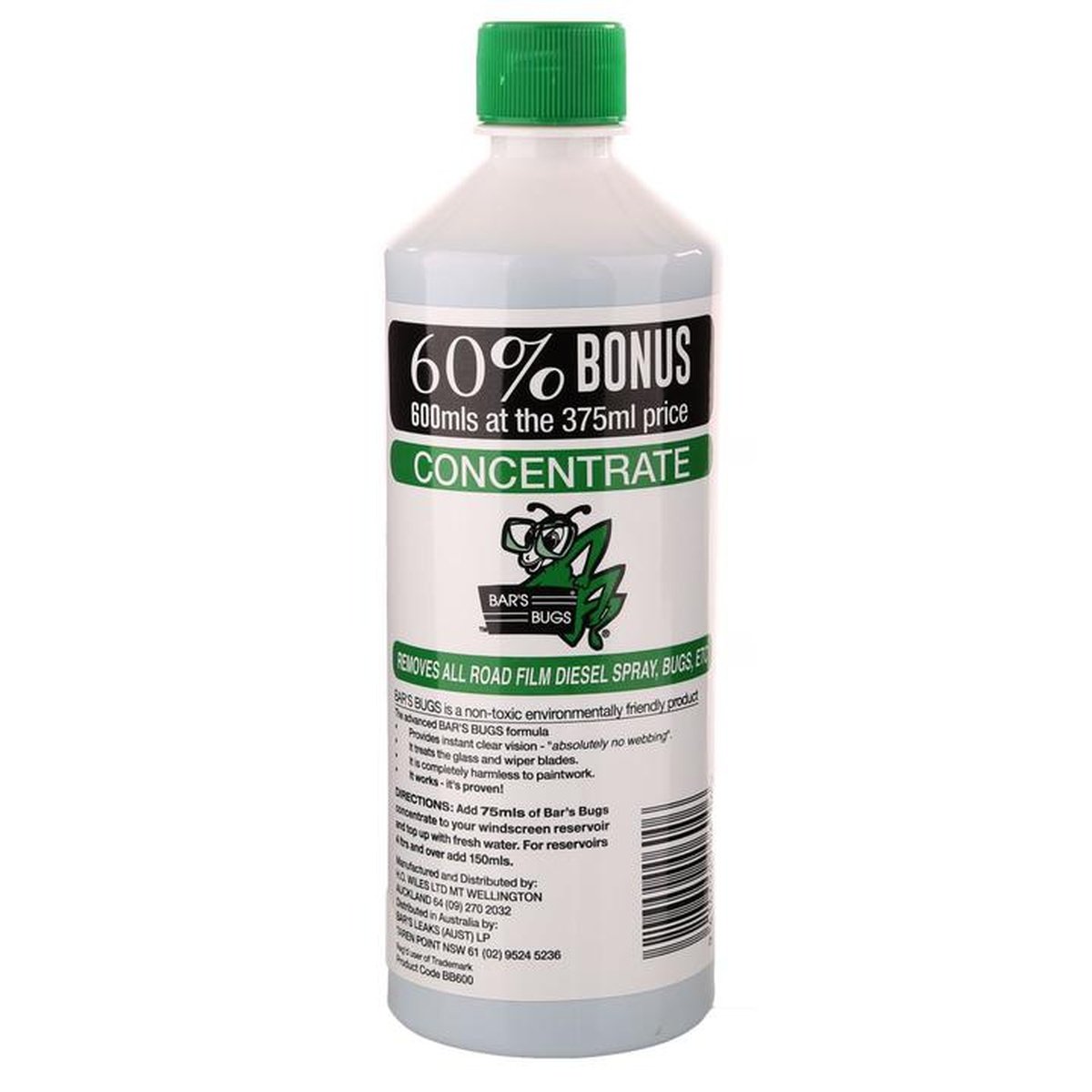 Bars Bugs Windscreen Cleaner 600ml Bars Bugs BB600