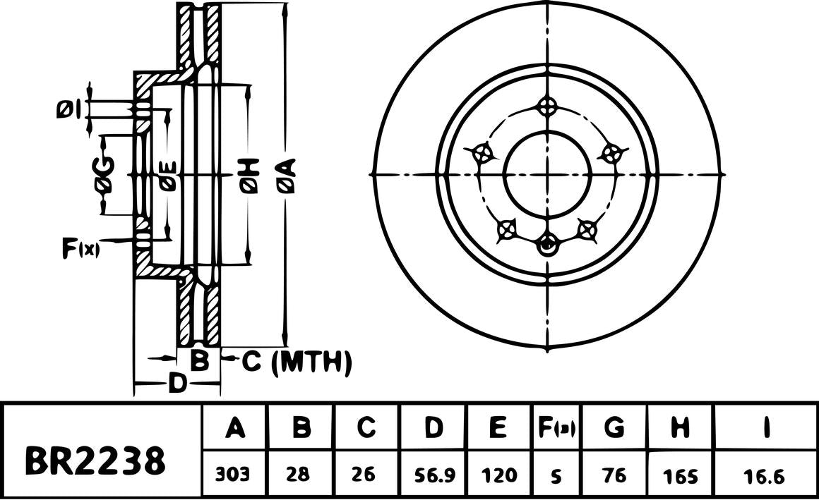 Bendix Ultimate Slotted & Dimpled Brake Rotor Pair 303mm Front BR2238