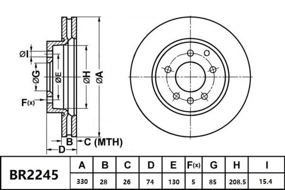 Bendix Ultimate Slotted & Dimpled Brake Rotor Single 330mm Rear BR2245