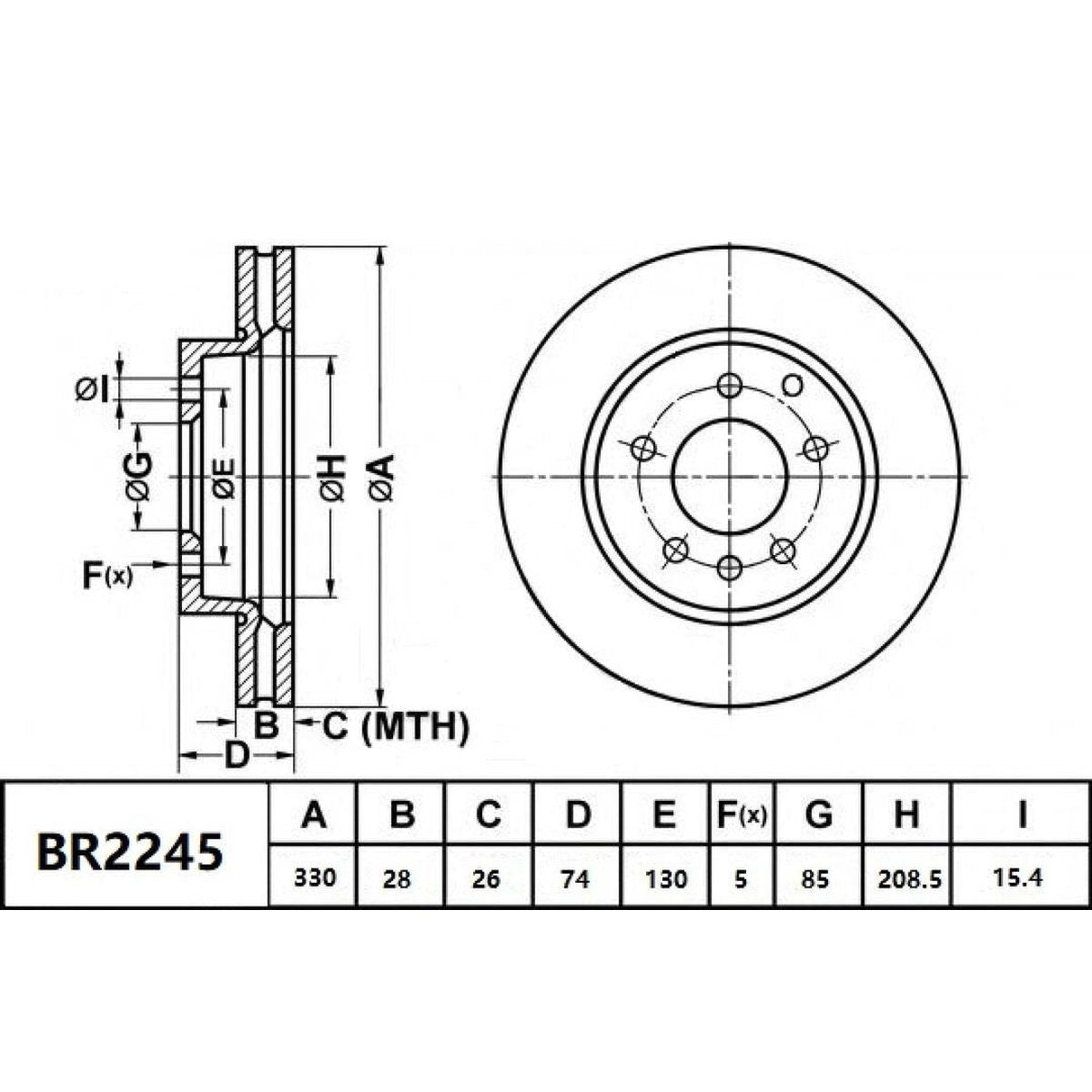 Bendix Ultimate Slotted & Dimpled Brake Rotor Pair 330mm Rear BR2245