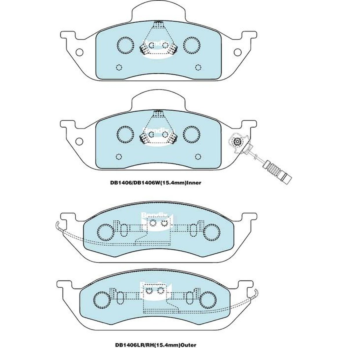 Bendix Heavy Duty Brake Pad Set Front DB1406 HD