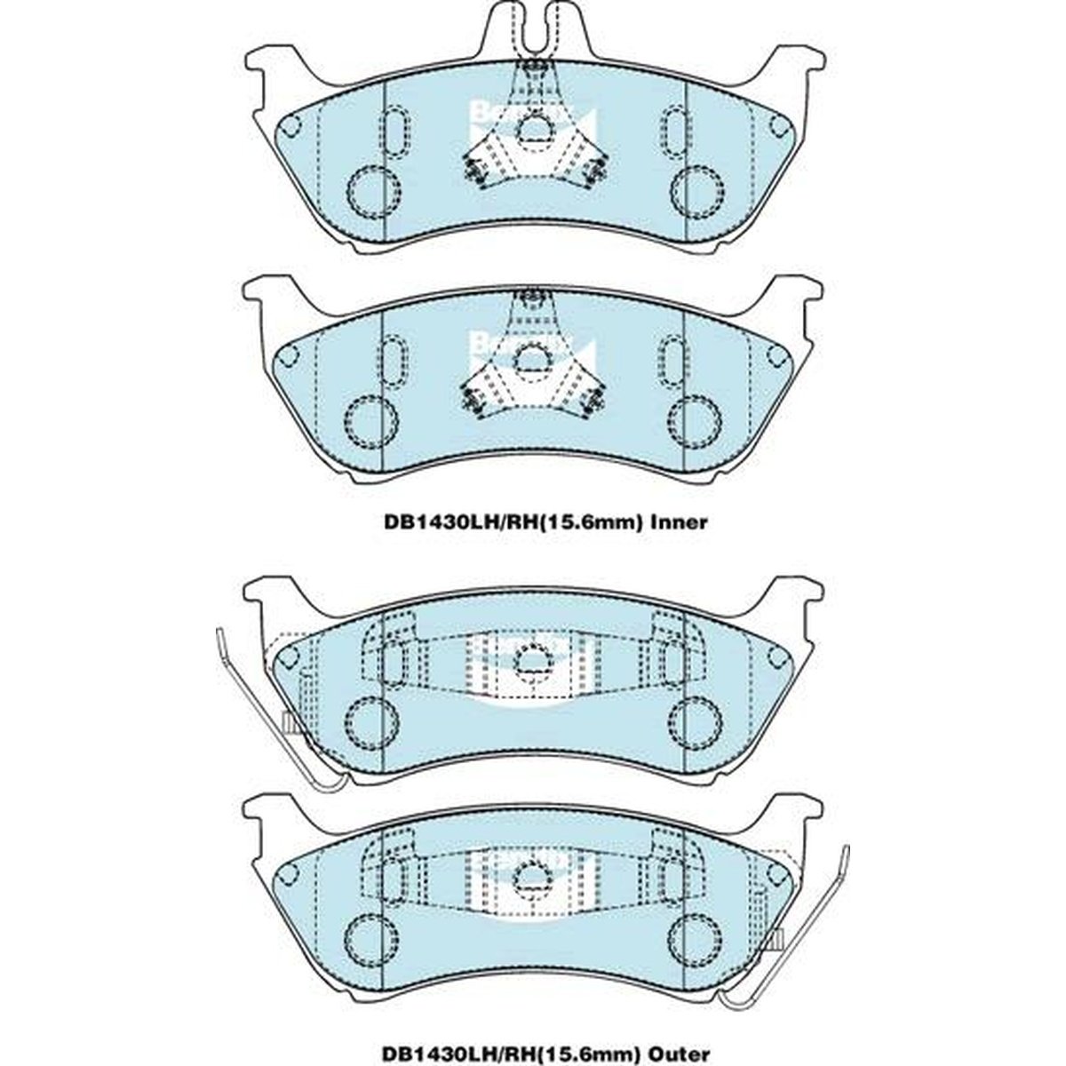 Bendix EURO Brake Pad Set Rear DB1430 EURO+