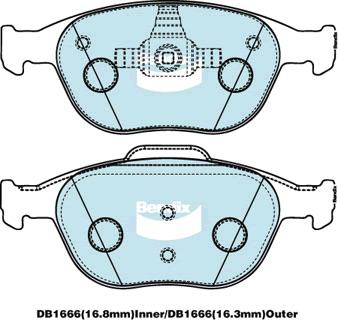 Bendix Heavy Duty Brake Pad Set Front DB1666 HD