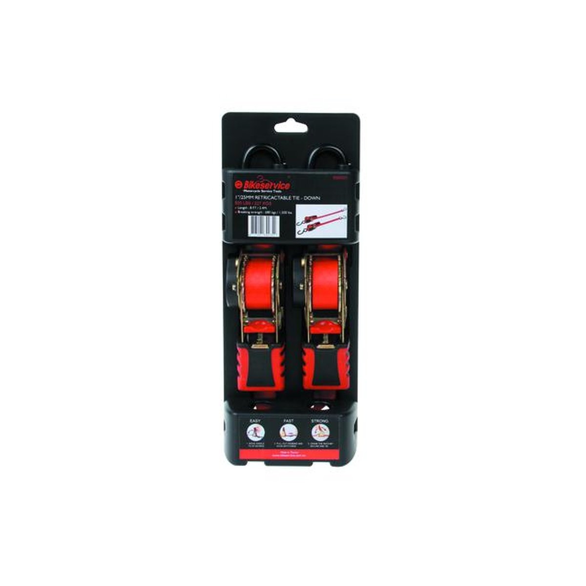 Bikeservice Retractable Ratchet Tie Down 2.4M