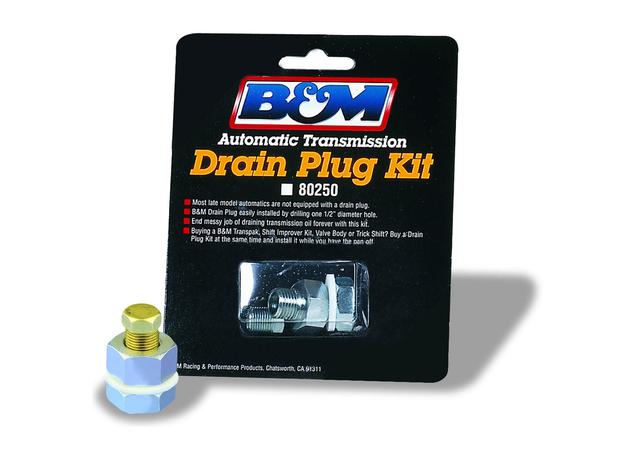 B&M Brass & Steel Hi-Tek Universal Pan Drain Plug Kit Automatic Trans 7/16in Hex 1/8 NPT Thread BM80250