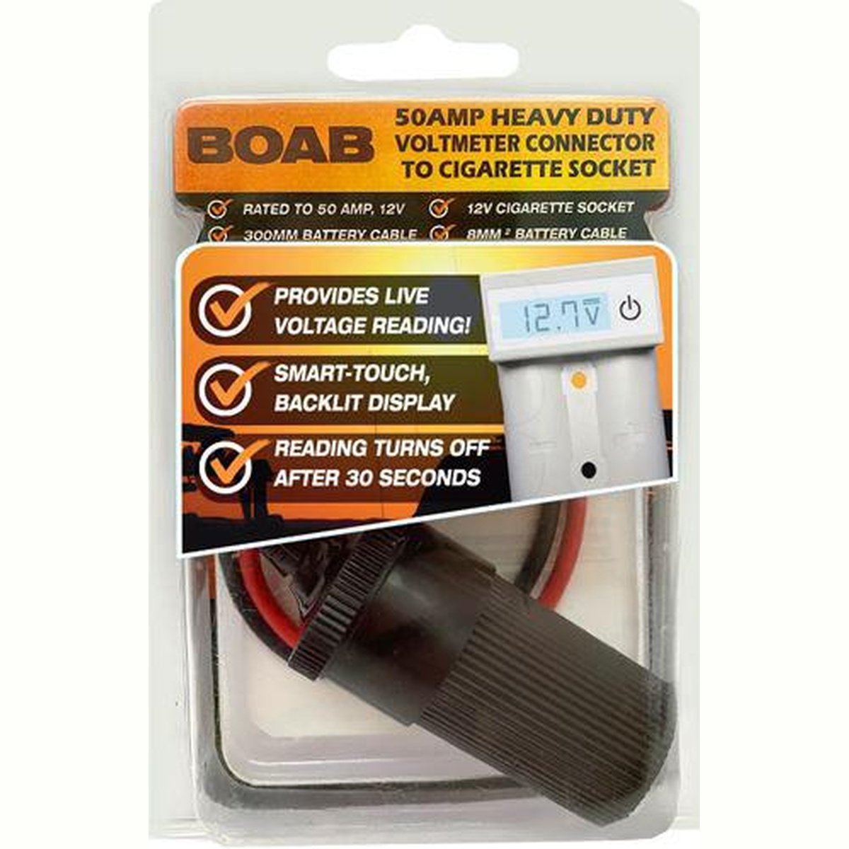 Boab HD Connector 50A W/12V Accessory Socket 300mm Cable B54003