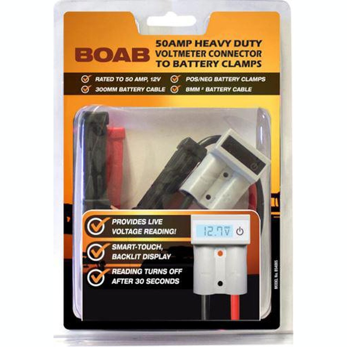 Boab HD Connector 50A To Pos/Neg Battery Clamps 300mm Cable B54005