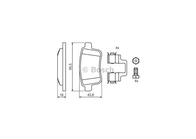 Bosch Blue Line Brake Pad Set Rear BP1221
