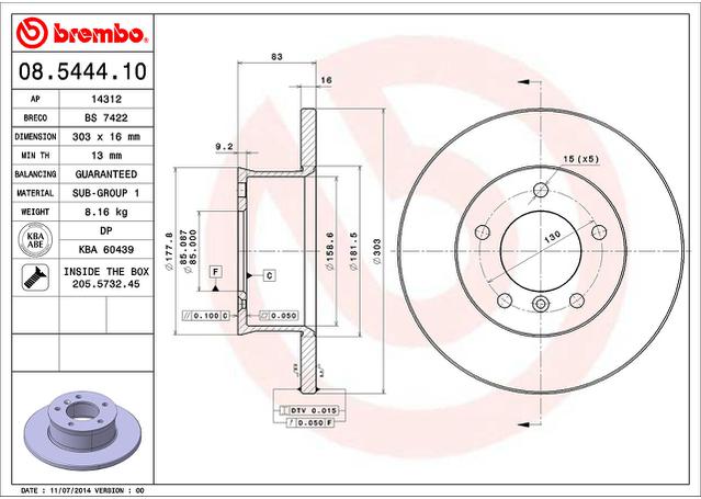 Brembo OE Brake Rotor Single 08.5444.10