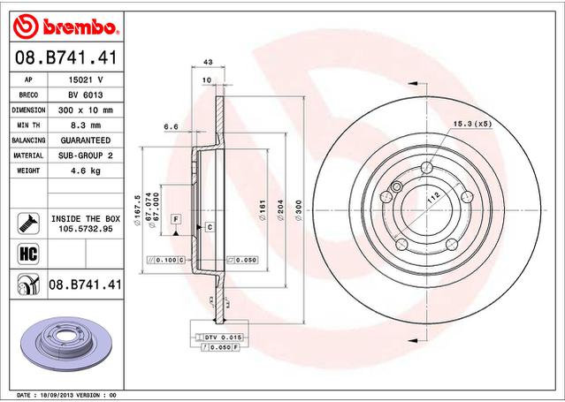 Brembo OE Brake Rotor Pair 08.B741.41
