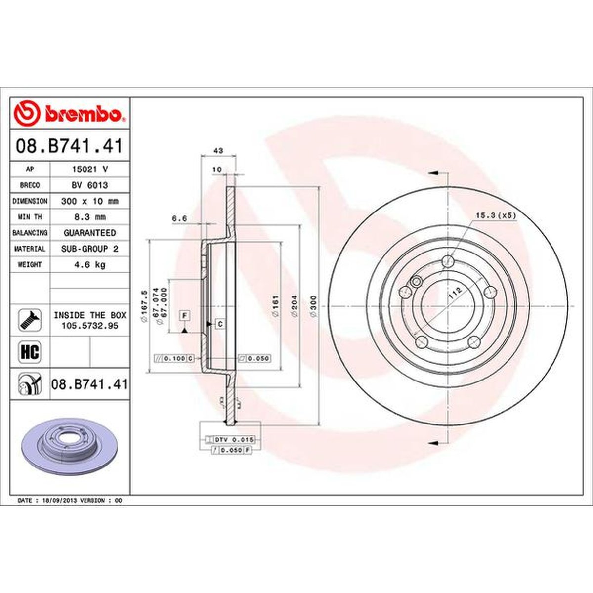 Brembo OE Brake Rotor Single 08.B741.41