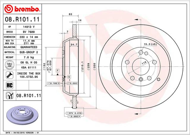 Brembo OE Brake Rotor Single Rear 08.R101.11