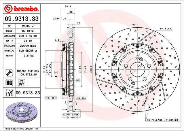 Brembo OE Brake Rotor Single Front 09.9313.33