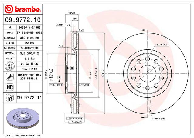 Brembo OE Brake Rotor Single Front 09.9772.11