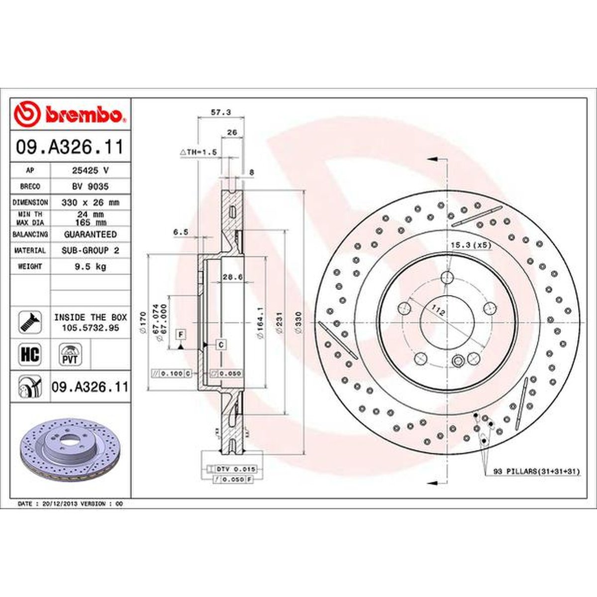 Brembo OE Brake Rotor Single 09.A326.11