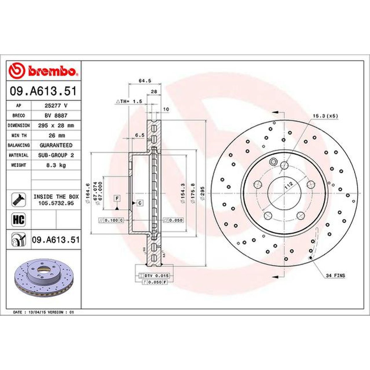 Brembo OE Brake Rotor Single Front 09.A613.51