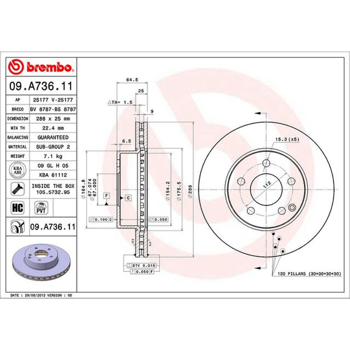 Brembo OE Brake Rotor Single Front 09.A736.11