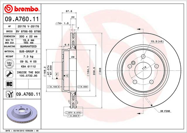 Brembo OE Brake Rotor Single 09.A760.11