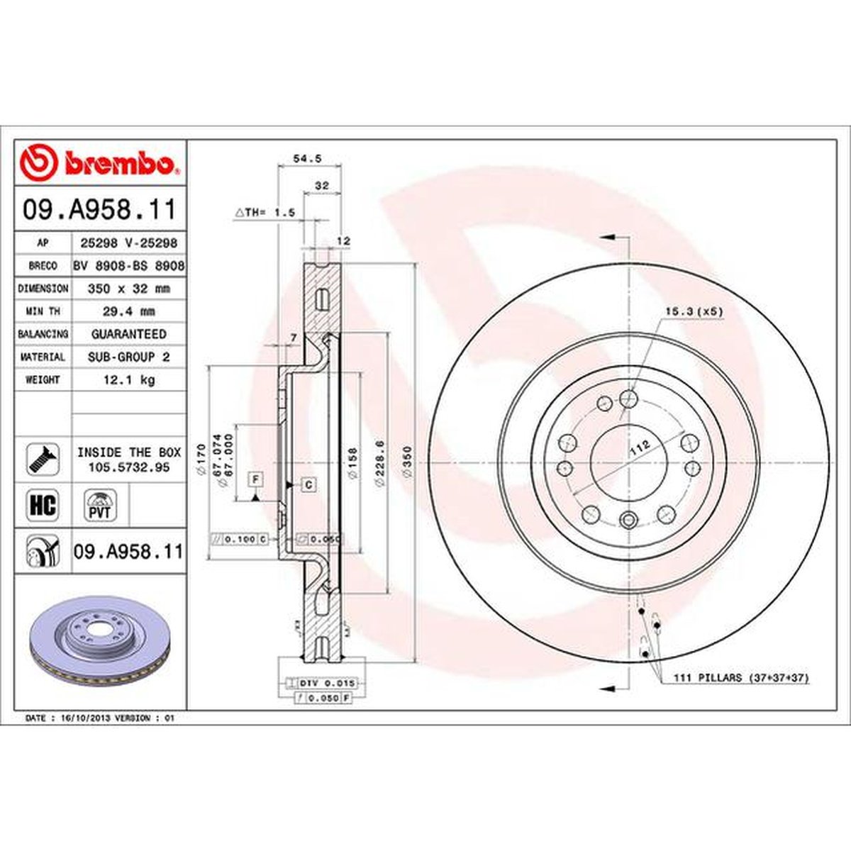 Brembo OE Brake Rotor Single Front 09.A958.11