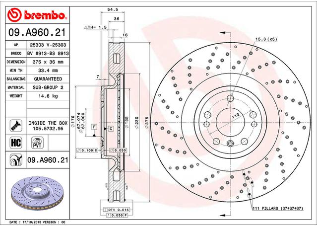 Brembo OE Brake Rotor Single Front 09.A960.21