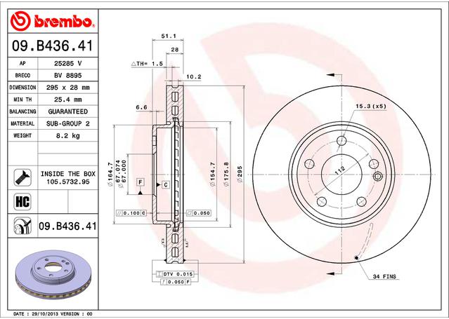 Brembo OE Brake Rotor Single Front 09.B436.41